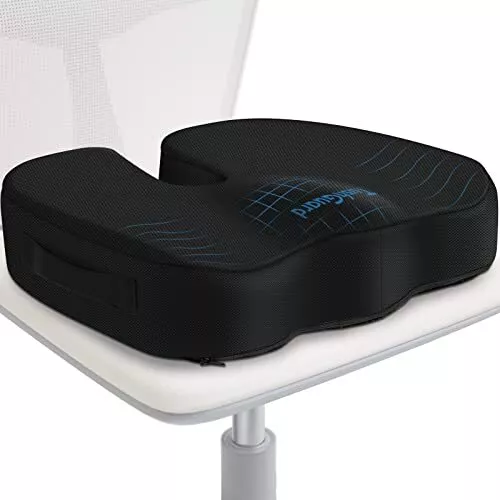 Black Memory Foam Seat Cushion for Office Chair - Pillow for Sciatic