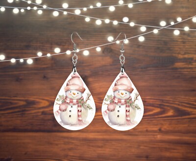NEWEI Acrylic Cartoon Snowman Earrings - Christmas Drop Dangle Jewelry Gift For Women & Girls