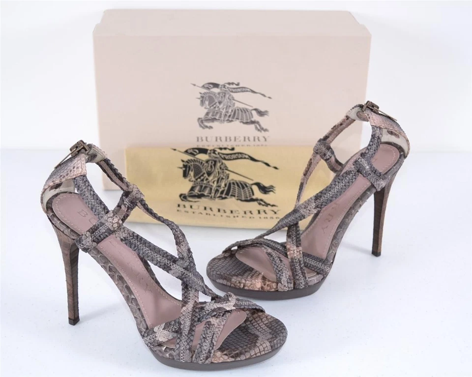 NEW BURBERRY PRORSUM $950 DEGRADE PYTHON SNAKESKIN NOVA CHECK SHOES 37 7 - Image 3 of 4