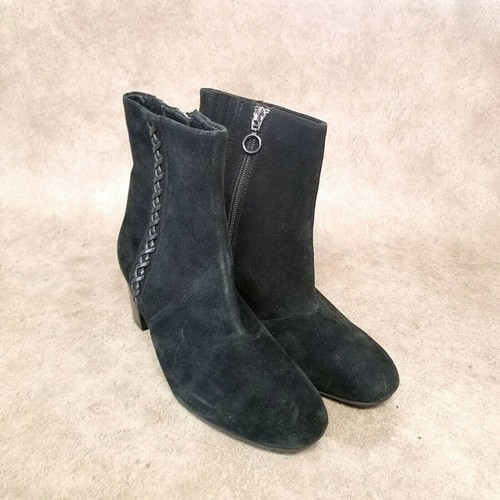 Earth Womens Sparta Size 5.5 B Black Side Zip 2.5" Heeled Booties