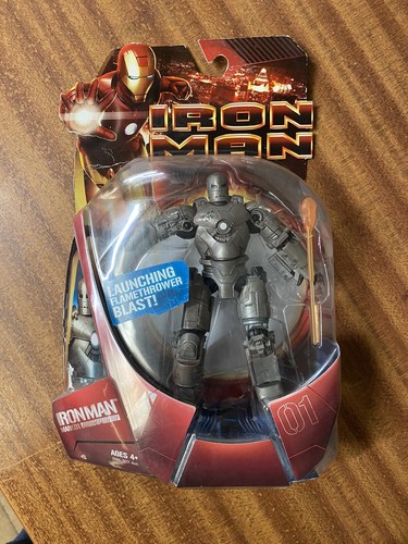 Seltener Iron Man Mark 01 Launching Flammenwerfer Blast 7" Figur 2008 Marvel Hasbro