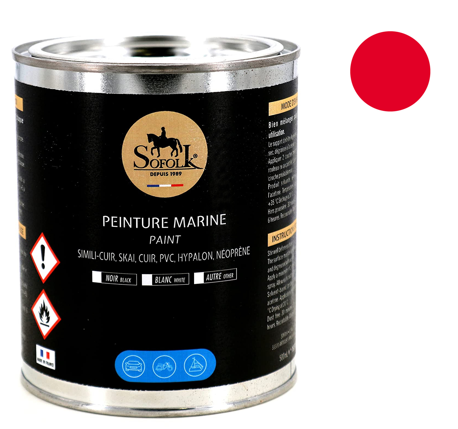 Peinture simili-cuir rouge 17 pour banquette de bateau et bain de soleil