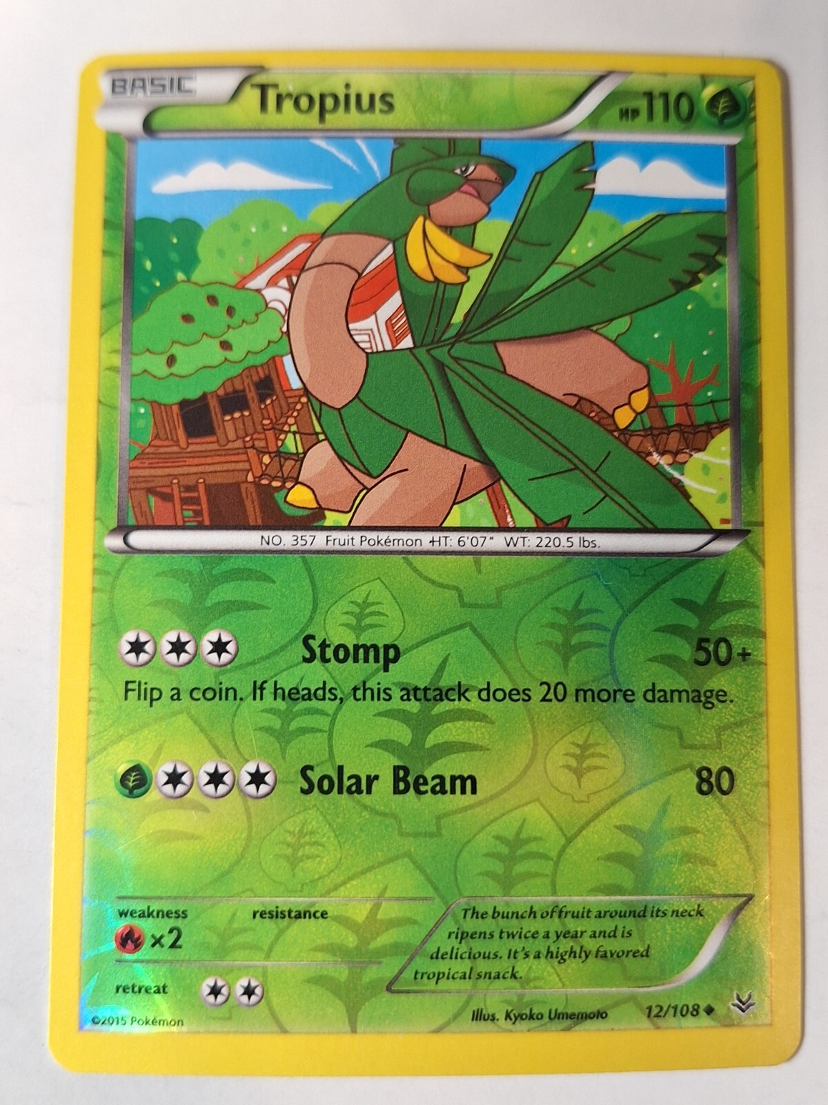 Tropius 12/108 XY Roaring Skies Reverse Pokemon Holo Foil Nice!