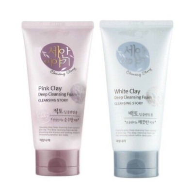 Bundle 2pc New Korean Kwailnara Deep Cleansing Story Foam White + PinK Clay