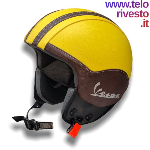 Casco Vespa Vintage personalizzato in pelle Giallo s,m,l,xl occhiali /  visiera | eBay