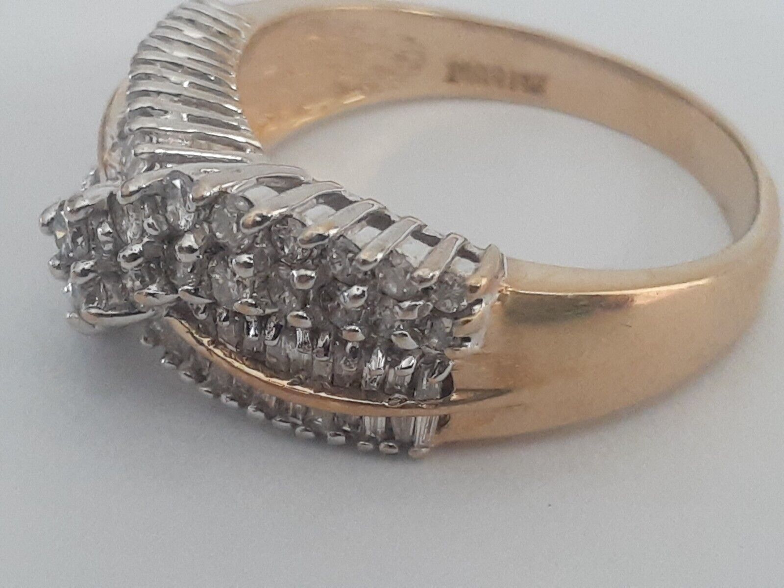 Vintage 14k Yellow Gold Diamond Crossover Ring 1.… - image 7