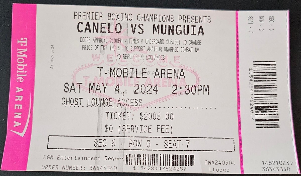 Canelo Alvarez vs. Jaime Munguia May 4, 2024 Boxing Ticket Stub | eBay