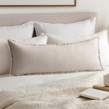 Decorative Throw Pillow Covers Neutral Linen Fringe Throw Pillows Set of 1 Na...