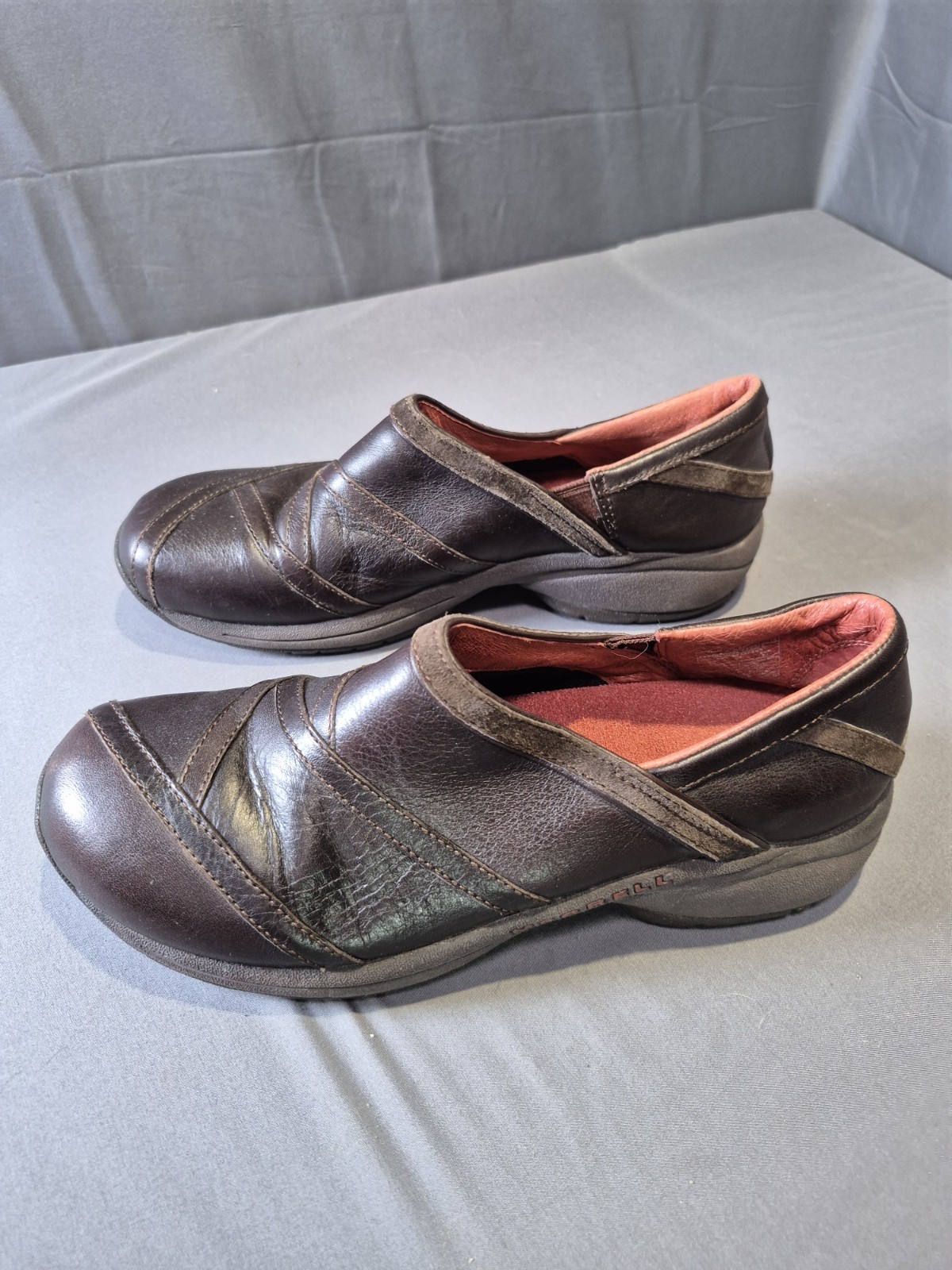 Merrell Primo Patch Zoccoli Scarpe Donna 10 Pelle Marrone Slip On J63796