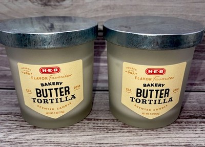 HEB 2 Scented Candles Flavor Favorites Bakery  BUTTER TORTILLA  4oz New  