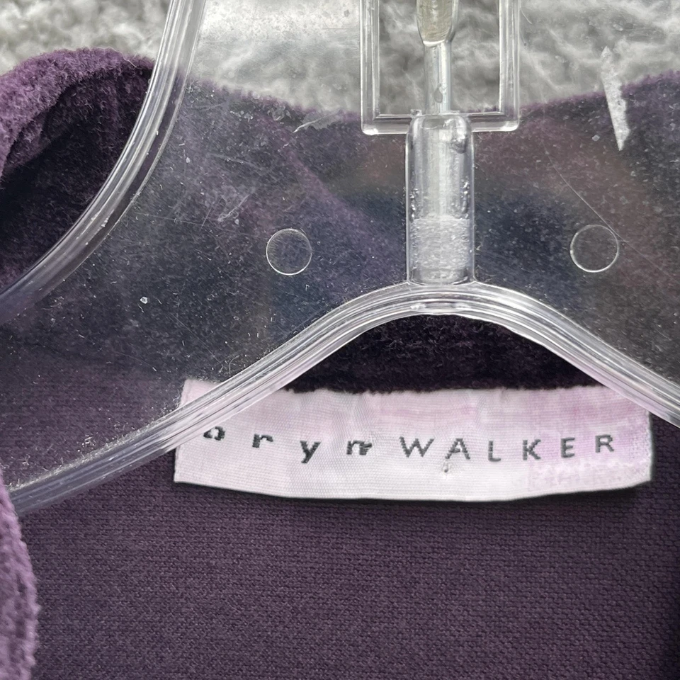 Chaqueta Bryn Walker Mujer Mediana Púrpura Terciopelo Botón Cuello Mandarín Hecha en EE. UU. Foto 3 de 4
