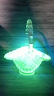 vintage rare Emeral Green Fenton basket Uranium glass opalescent hob nail   Z129
