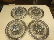 Set Of 4 1965-1966 Ford Mustang Galaxie 14 Wire Spoke Spinner Wheel Covers Set Of 4 1965-1966 Ford Mustang Galaxie 14 Wire Spoke Spinner Wheel Covers