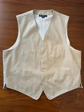 NWOT Cremieux Classics Beige Cotton Linen Mens Waistcoat Vest XL