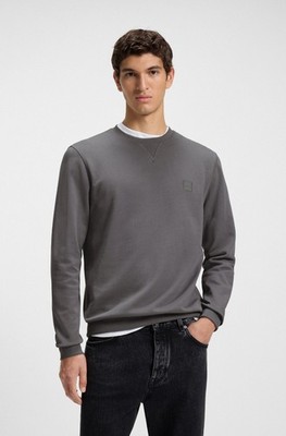 Boss Herren Baumwoll-Frottee Sweatshirt mit Logo Patch Grau Gr. 6XL NEU UVP119 