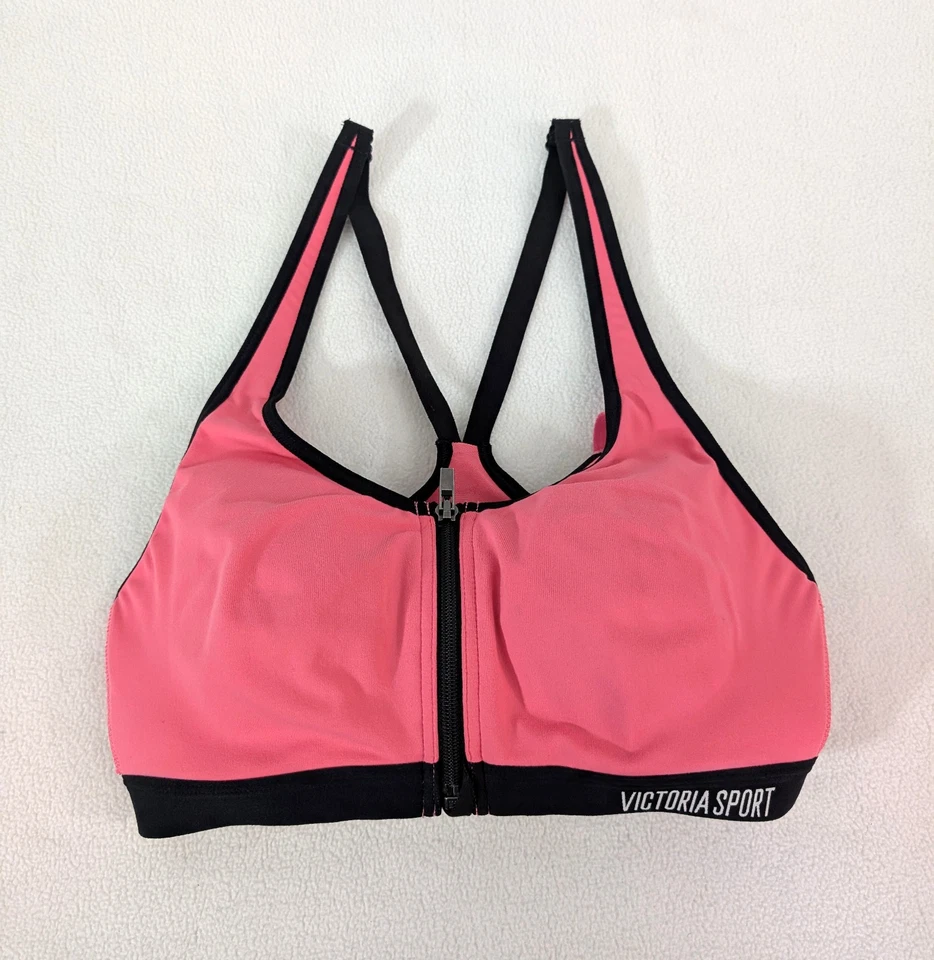 Victoria's Secret Sujetador Deportivo 34B Negro Rosa Azul Rayas Lote de 3 Cierre Frontal Foto 2 de 4