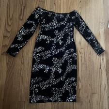 Eliza J Dress Size 6 black Slimming Velvet Sequins Soft Stretchy