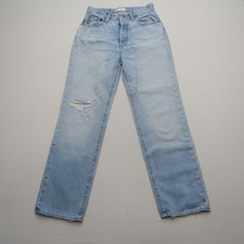 Moussy Vintage Womens Cliffdale Straight Jeans 26 Distressed Light Wash Japan