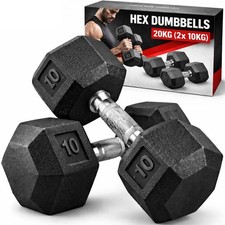 Hex Dumbbells Pairs Rubber Encased Cast Iron Gym Dumbell Hand Free Weights Set
