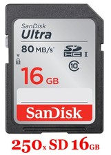 !!! LOT 250x SanDisk Ultra 16GB 80MB/s SD SDHC SDSDUNB Camera Card 10 x 16 GB