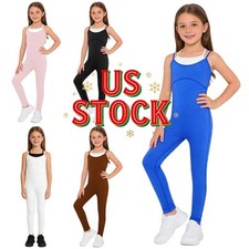 Girls Spaghetti Straps Gymnastics Leotard Dance Unitard Yoga Athletic Bodysuit
