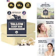 Beef Tallow Soap Bar All Natural Grass Fed Tallow Soap Vanilla Moisturizi...