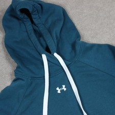 Under Armour Rival Fleece Hoodie Womens XS Teal Blue Pullover Sweatshirt Loose