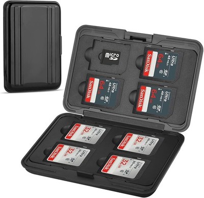 Waterproof Aluminum Memory Card Holder 16 Slot SD TF Micro SD Storage Case