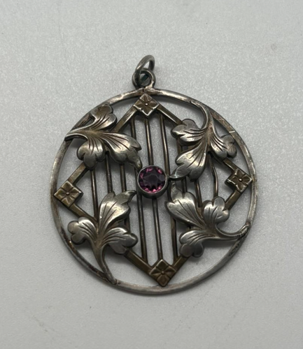 Srebrny wisiorek 900 z ametystem - Zdjęcie 1 z 8