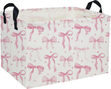 Kids Basket Pink Baskets Girls Basket Rectangular Cute Storage Bin for Room Deco