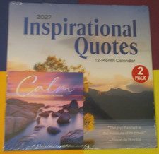 2-PACK - 2027 MONTHLY WALL CALENDAR 12X24 INSPIRATIONAL QUOTEs  6X6 MINI CALM
