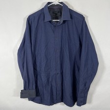 Ted Baker London Button Up Shirt Mens 5 Large Navy Blue Flipcuff Long Sleeve