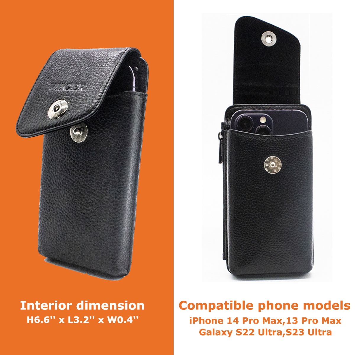 Leather Cell Phone Belt Holster for iPhone 17 Pro Max Universal Smartphone Pouch — image 2