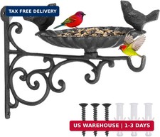 Therwen Cast Iron Bird Feeder with Hanging Bracket Heavy Duty Wall Mounted Hangi