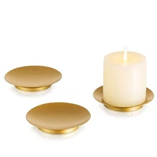 Inweder Pillar Plate Candle Holder: Gold Candle Plates and Trays for Pillar C...