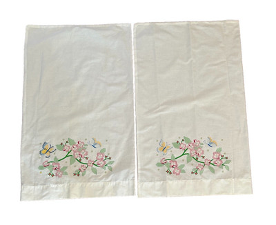 Vintage Counted Cross Stitch PIllowcases Floral 1 Undone 1 Partially Done READ