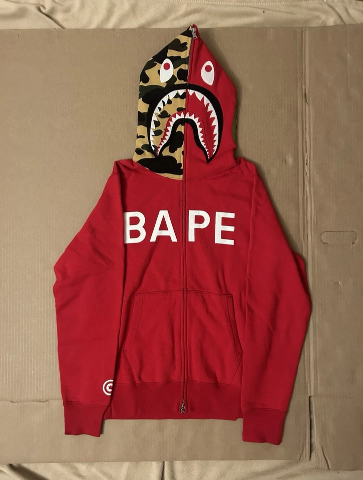 A Bathing Ape Bape Red Camo Full Zip Hoodie Size M - Image 3 of 4