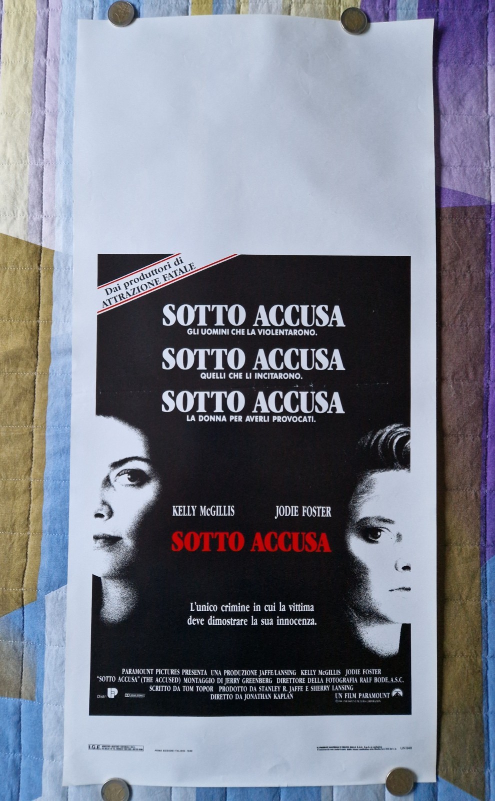 Locandina originale film Sotto accusa (1988) - Regia di Jonathan Kaplan