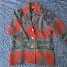 Eddie Bauer Suroeste Azteca Lana Rancho Chaqueta Abrigo Concho Botón Mujeres XL