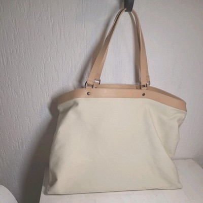  Damen Strenesse Blue große Henkeltasche Shopper,Beige,Leder Segeltuch,50cm