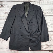 Ermenegildo Zegna Tuxedo Jacket Mens 52 Black Wool Double Breasted Peak Lapel