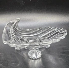 Vtg Clear Glass Cambridge Caprice Shell Footed Salt Dip Nut Or Trinket Dish 3”