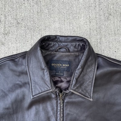 Golden Bear Sportswear Brown Full Zip Leather Jacket Men's Large