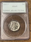 1937 5¢ PCGS MS65 BUFFALO NICKEL PCGS RATTLER