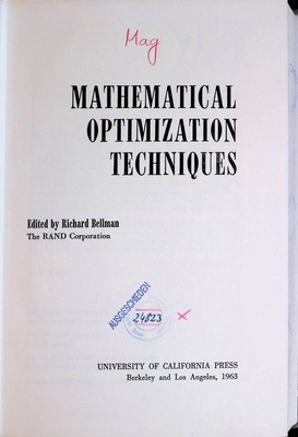 Mathematical Optimization Techniques Bellman, Richard: