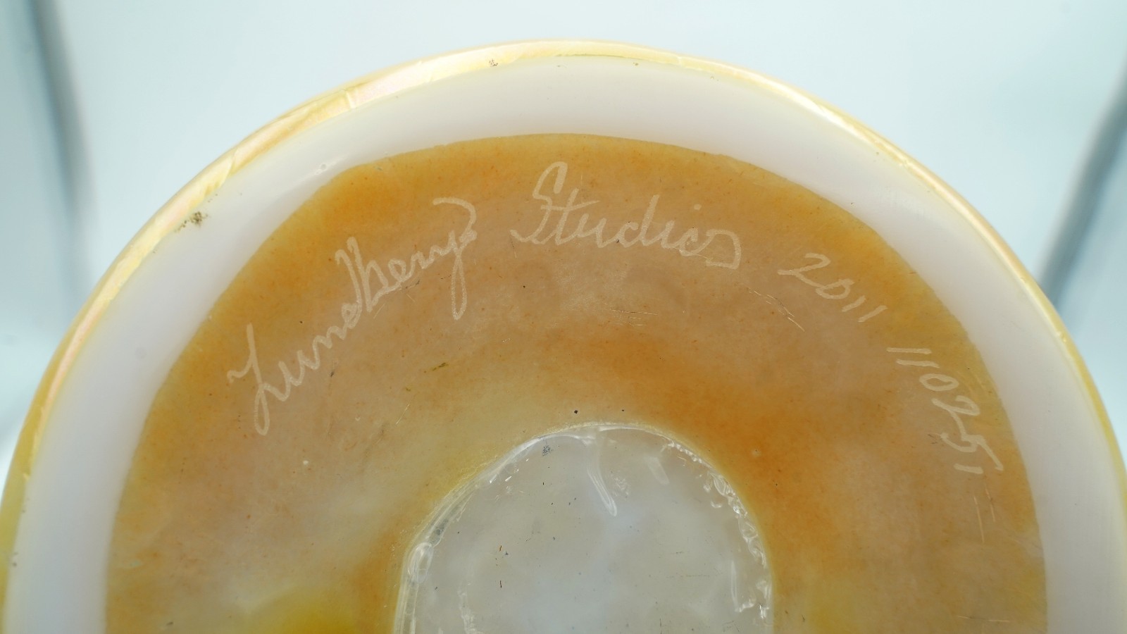 Lundberg Studios Iridescent Art Glass Vase 11" Signed 2011 – Gold Pink