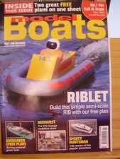 MODEL BOATS MAGAZINE MAY 2019 WITH 2 PLANS RIBLET AND EVERGREEN SPORTY HUNTSMAN