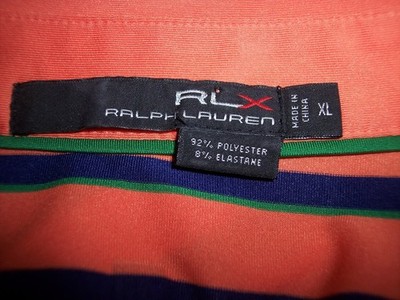RLX XL Orange Striped Poly/Spandex Golf Shirt PGA Tour Issue Lexus