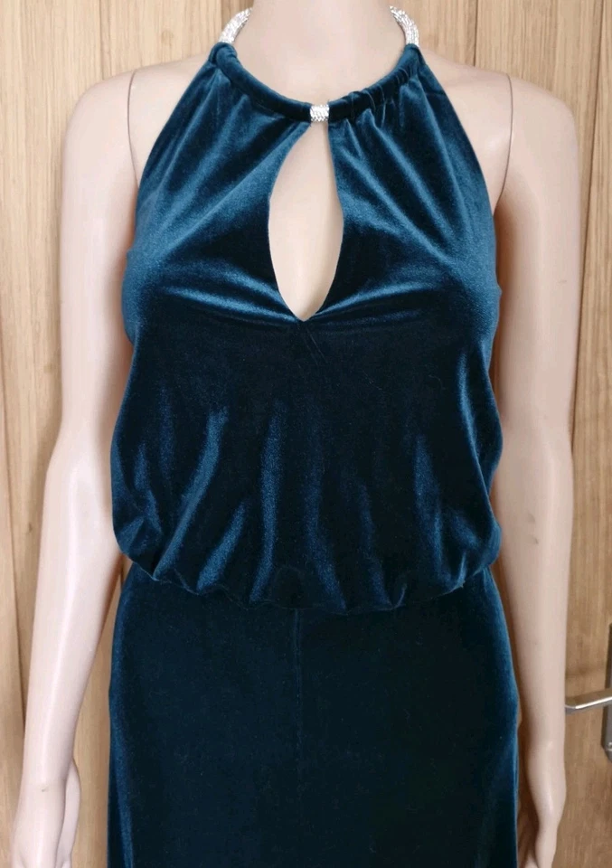 Nwt Green diamante halterneck velvet wide leg jumpsuit size 18 - Image 3 of 4