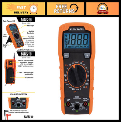 Digital Multimeter 600V AC/DC Voltage Tester, Manual-Ranging, Battery & Current